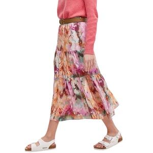 Kachel X Antropologie Tiered Silk Maxi Skirt Tie Dye Waterlocor Whimsy Goth Sz 6